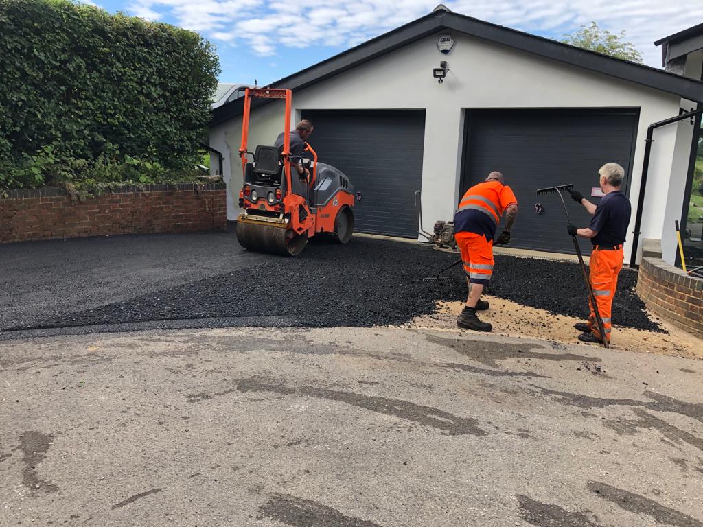 This is a photo of a bitumen driveway which is in the process of being installed by Lara Road Tech