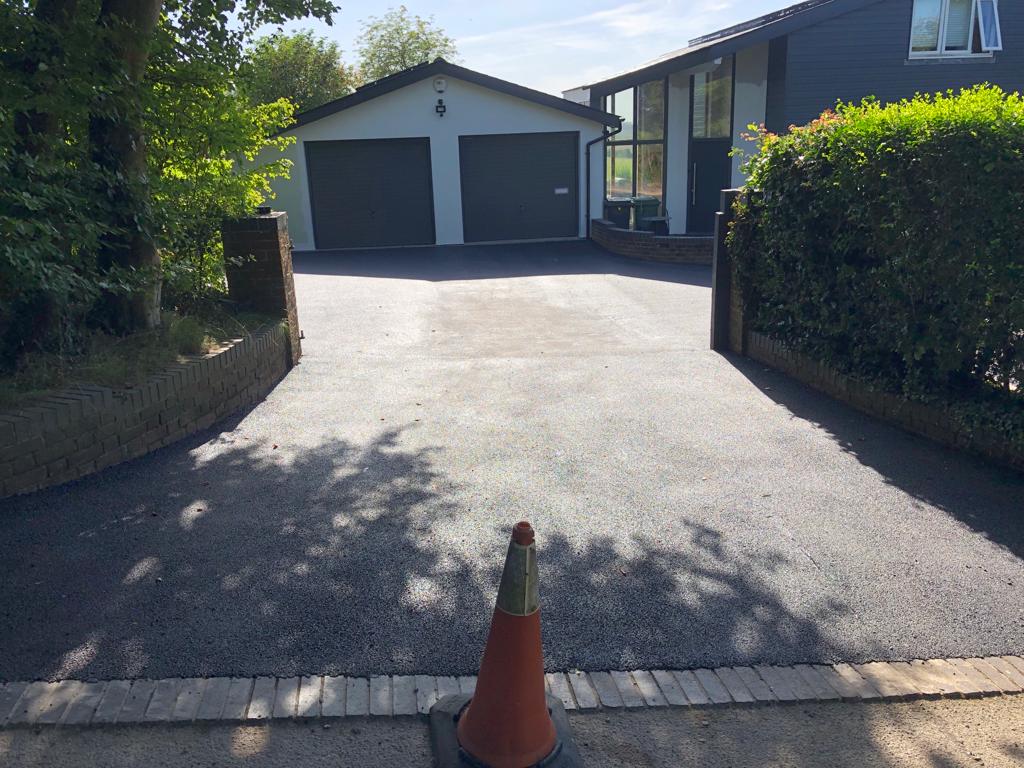 This is a photo of a bitumen driveway which is in the process of being installed by Lara Road Tech